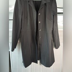 S&D Long black coat Coat Size M Black Button Front Mid Length